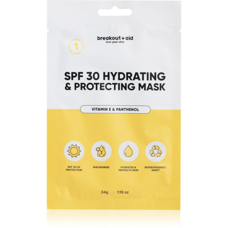 breakout   aid SPF 30 Hydrating & Protecting Mask hydratačná plátienková maska s vitamínom E 34 g