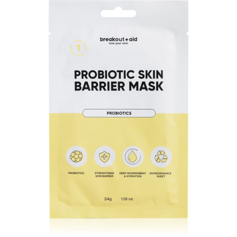 breakout   aid Probiotoc Skin Barrier Mask plátenná maska na posilnenie pleťovej bariéry 34 g