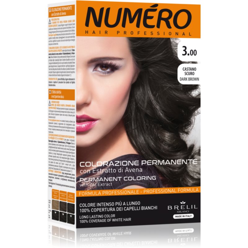 Brelil Numéro Permanent Coloring plaukų dažai atspalvis 3.00 Dark Brown 125 ml