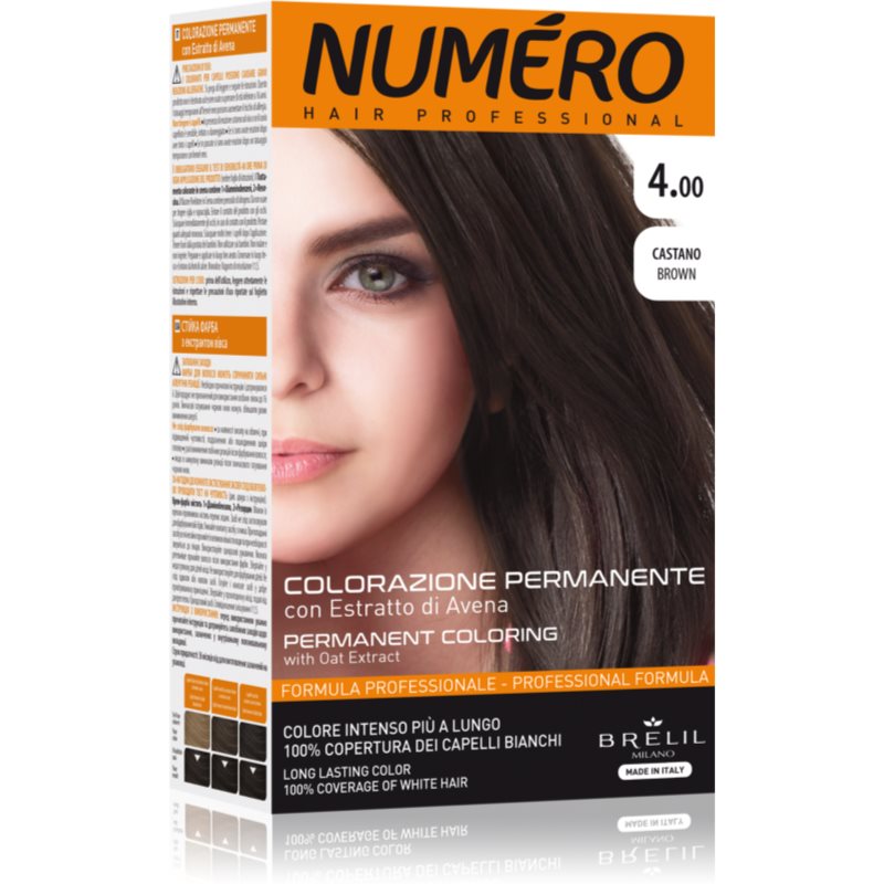 Brelil Numéro Permanent Coloring plaukų dažai atspalvis 4.00 Brown 125 ml