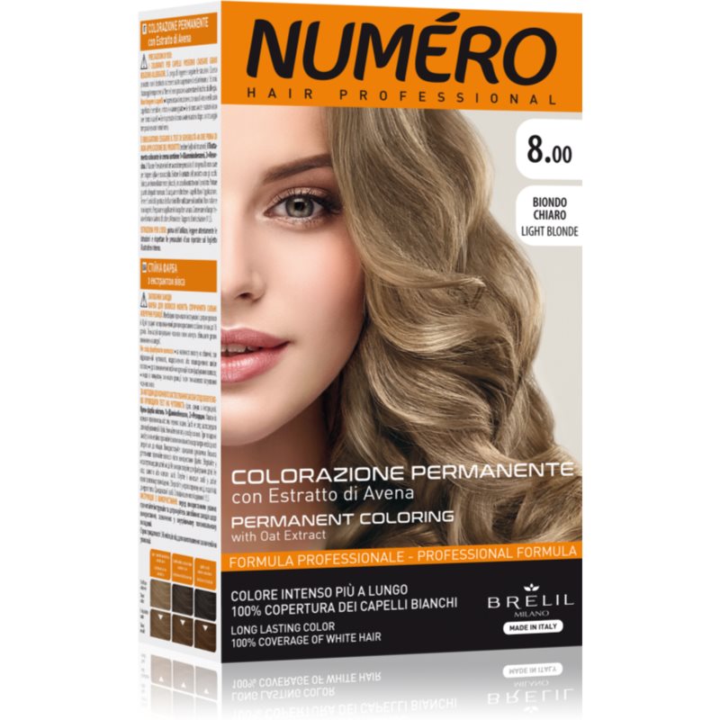 Brelil Numéro Permanent Coloring barva za lase odtenek 8.00 Light Blonde 125 ml