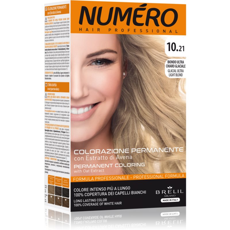 Brelil Numéro Permanent Coloring plaukų dažai atspalvis 10.21 Glacial Ultra Light Blond 125 ml