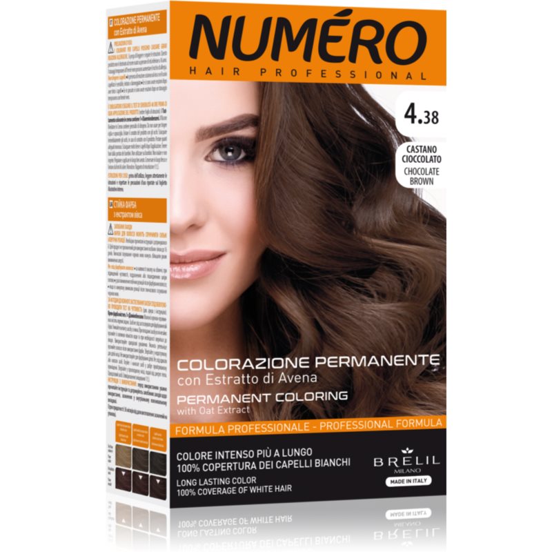 Brelil Numéro Permanent Coloring plaukų dažai atspalvis 4.38 Chocolate Brown 125 ml
