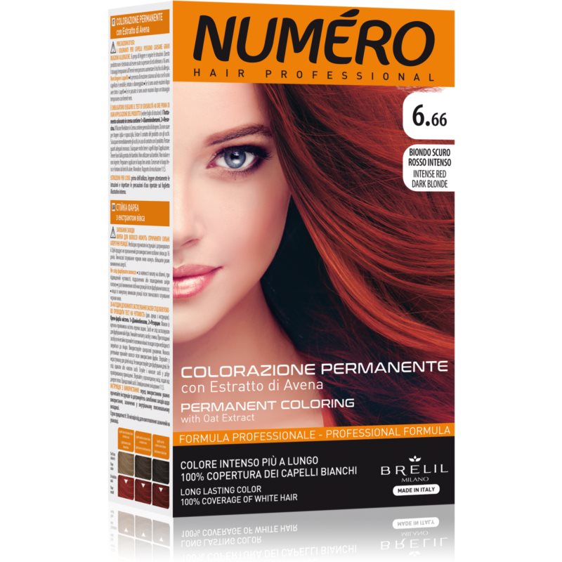 Brelil Numéro Permanent Coloring plaukų dažai atspalvis 6.66 Intense Red Dark Blonde 125 ml