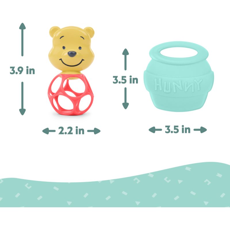 Bright Starts Hunny & Shake Winnie the Pooh kousátko s chrastítkem 2 ks (obrázek 3)