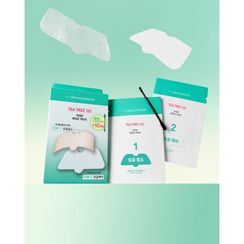 BRINGGREEN Tea Tree Cica Pore Nose Strip náplasti na problematickou pleť na nos 5 ks (obrázek 3)