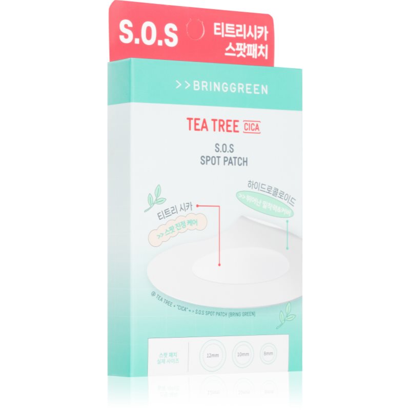 BRINGGREEN Tea Tree Cica SOS Spot Patch náplasti na problematickou pleť se zklidňujícím účinkem 100 ks