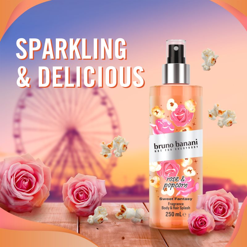 Bruno Banani Sweet Fantasy Rose & Popcorn Scented Body Spray For Body And Hair For Women 250 Ml