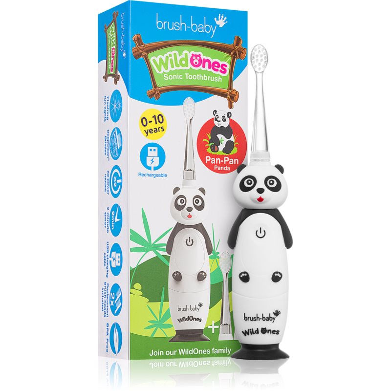 Brush Baby WildOnes WildOne elektrische Zahnbürste + 2 Ersatzaufsätze für Kinder Panda 1 St.