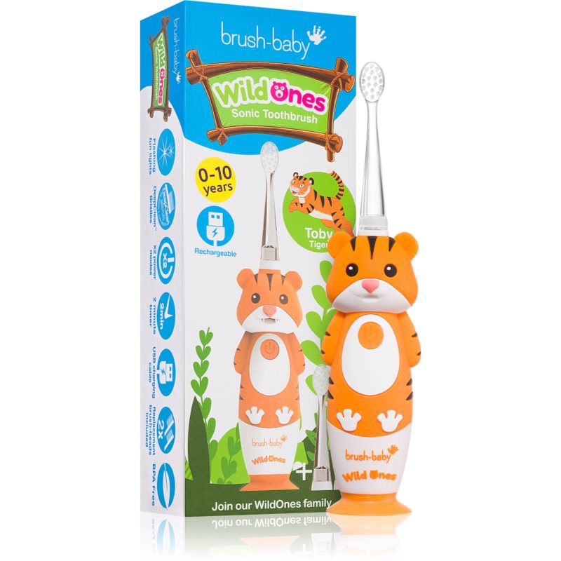 Brush Baby WildOnes WildOne elektrische Zahnbürste + 2 Ersatzaufsätze für Kinder Tiger 1 St.