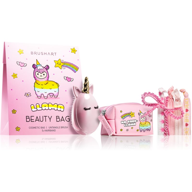 BrushArt KIDS Llama beauty bag gift set Llama beauty bag pink(for children)
