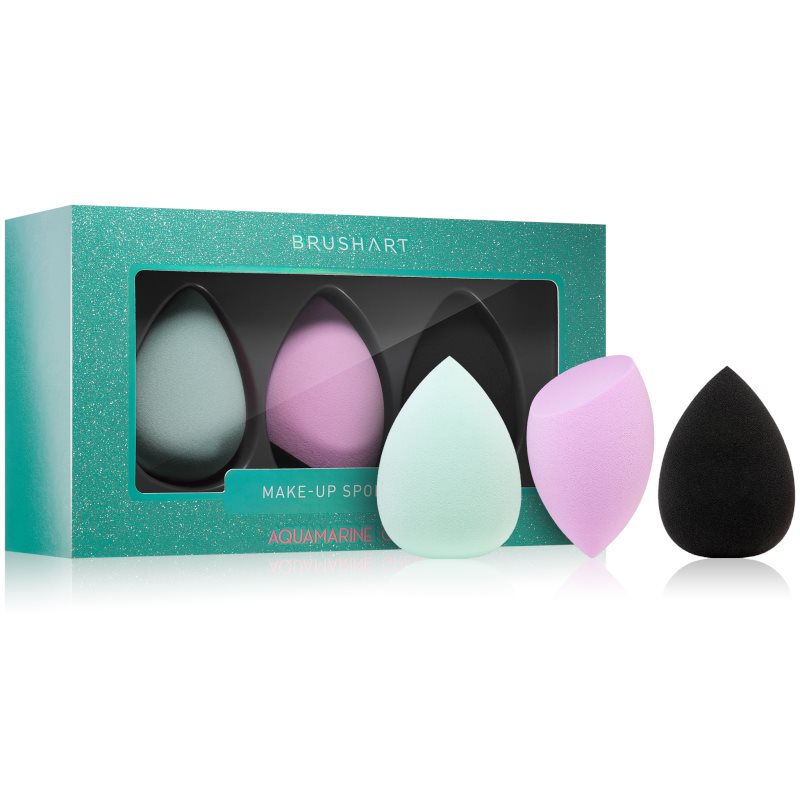 BrushArt Face Sponge set gobica za tekoči puder 3 kos AQUAMARINE GREEN