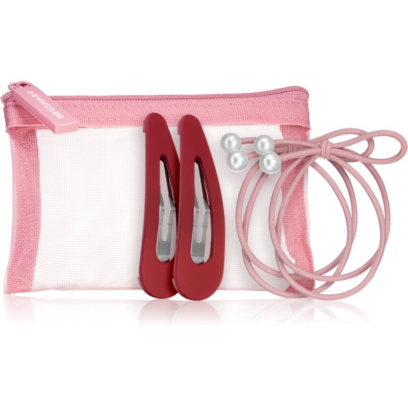 BrushArt Berry Hair Band & Hair Clip Set набір гумок та шпильок для волосся у маленькій сумочці Pink