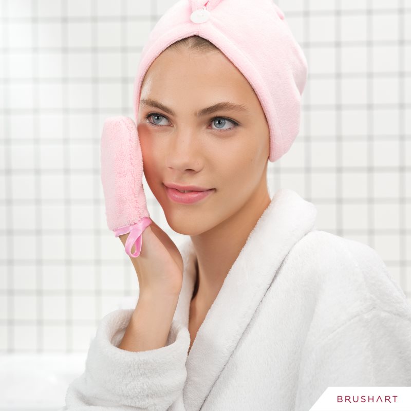 BrushArt Home Salon Make-up Remover Gloves Makeup Remover Glove PINK, CREAM 2 Pc