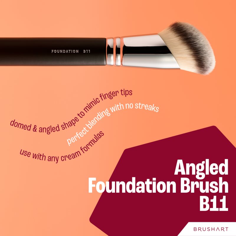 BrushArt Professional B11 Angled Foundation Brush Пензлик для нанесення основи B11 1 кс