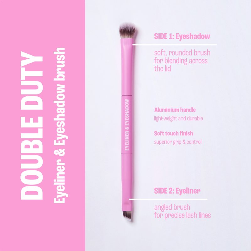 BrushArt Double Duty Eyeliner & Eyeshadow brush štetec na očné tiene a očné linky obojstranný 1 ks (obrázok 4)
