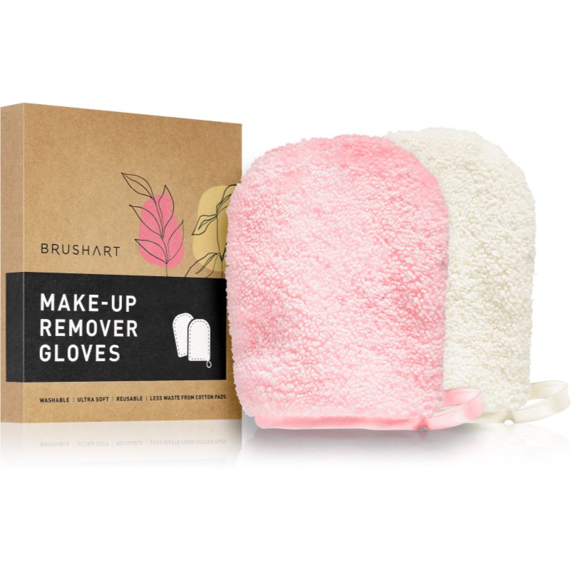 BrushArt Home Salon Make-up Remover Gloves рукавичка для зняття макіяжу PINK, CREAM 2 кс