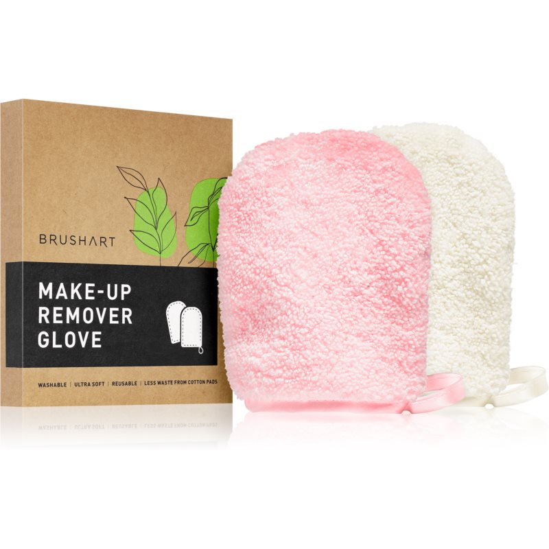 BrushArt Home Salon Make-up remover gloves odličovacia rukavica PINK, CREAM 2 ks