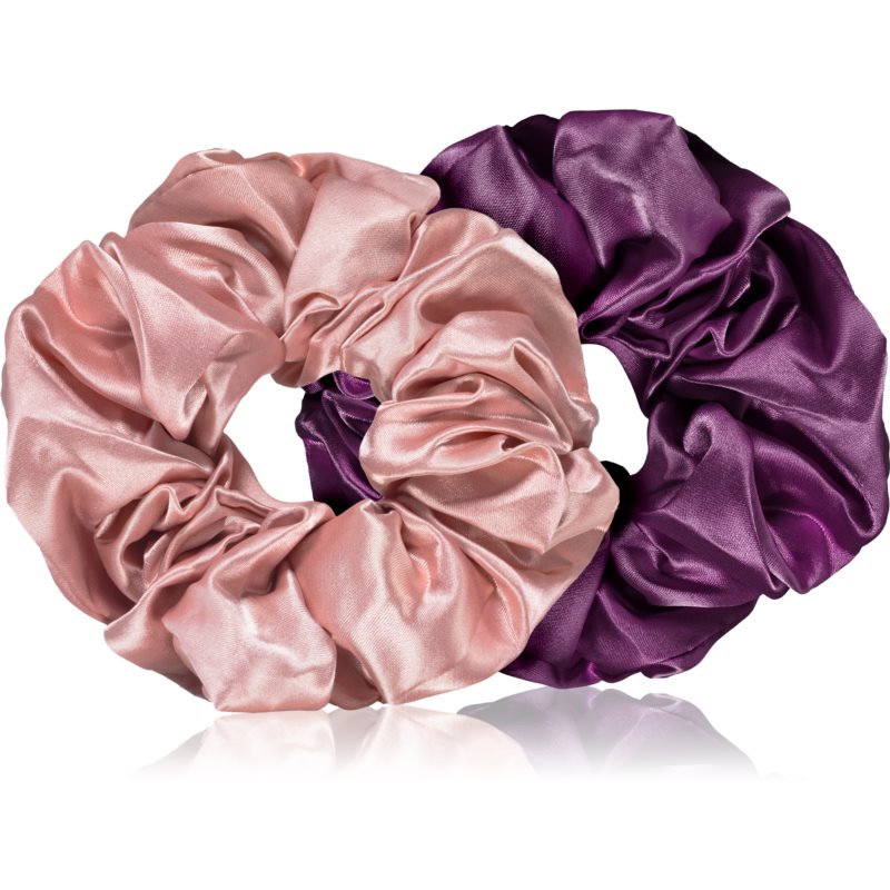 BrushArt Hair Large satin scrunchie set gumičky do vlasov Pink & Violet