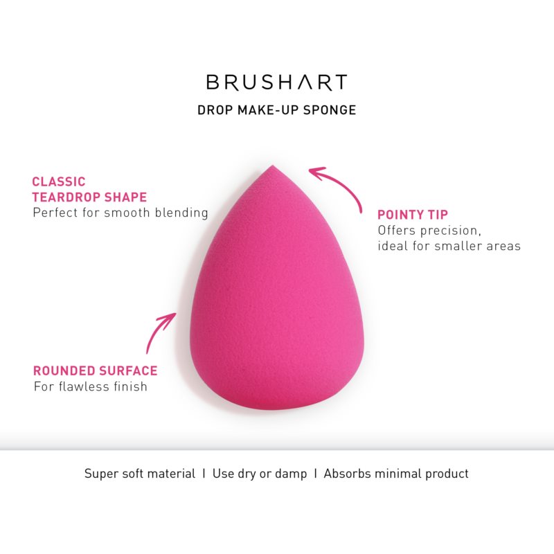 BrushArt Make-up Sponge Drop губка для нанесення тональних засобів у формі краплини 1 кс
