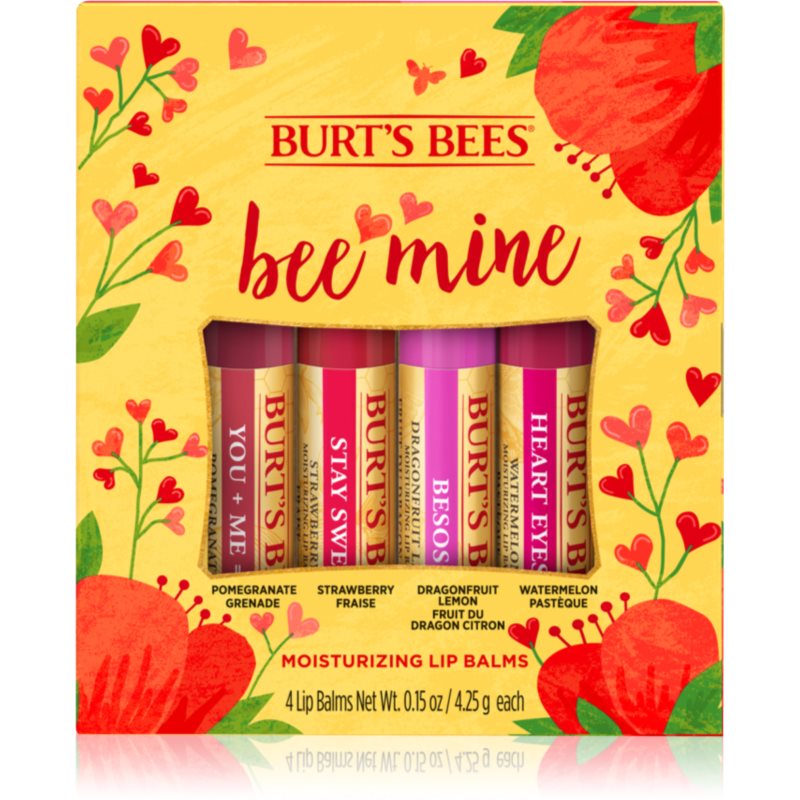 Burt’s Bees Bee Mine balzam na pery s včelím voskom príchuť Pomegranate, Strawberry, Dragonfruit Lemon, Watermelon 4x4.25 g