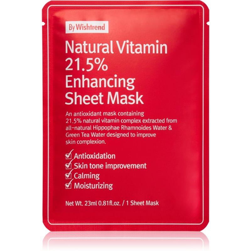 By Wishtrend Natural Vitamin stiprinamoji tekstilinė veido kaukė 23 ml