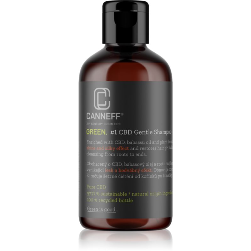 Canneff Green CBD Gentle Shampoo відновлюючий шампунь для блиску та шовковистості волосся 200 мл