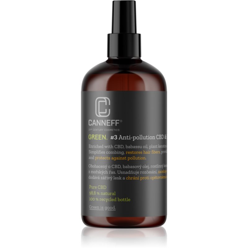 Canneff Green Anti-pollution CBD & Plant Keratin Hair Spray nenuplaunamoji priežiūros priemonė plaukams 200 ml