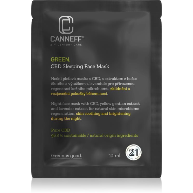 E-shop Canneff Green CBD Sleeping Face Mask zklidňující maska na noc 12 ml