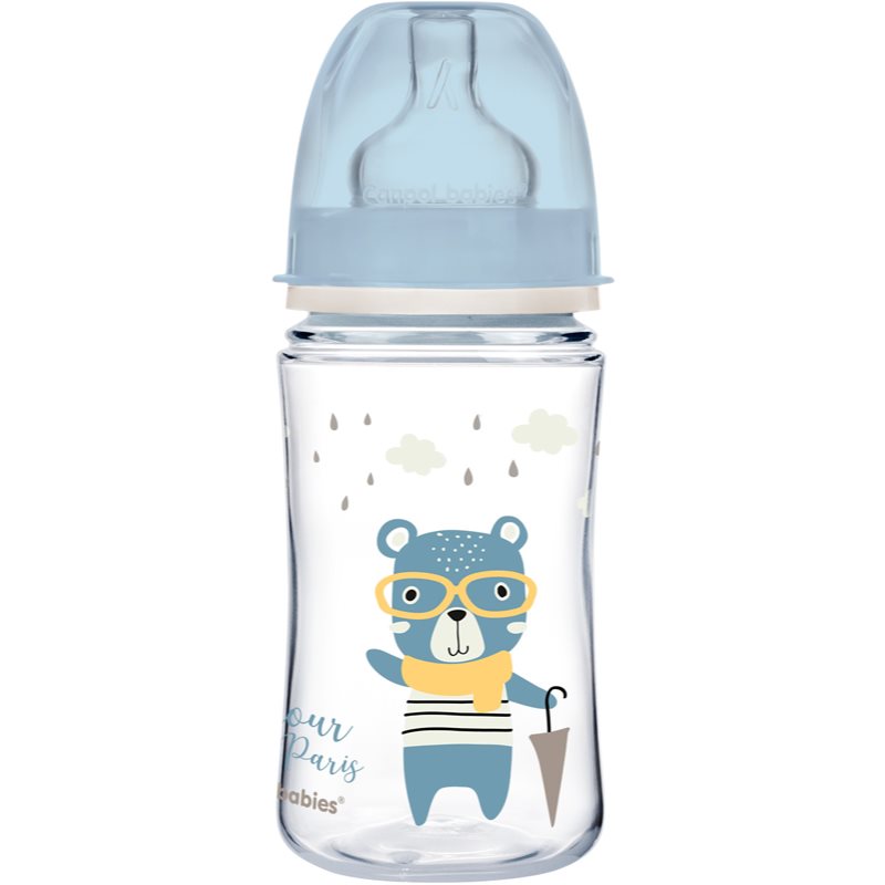 E-shop Canpol babies Bonjour Paris kojenecká láhev 3m+ Blue 240 ml