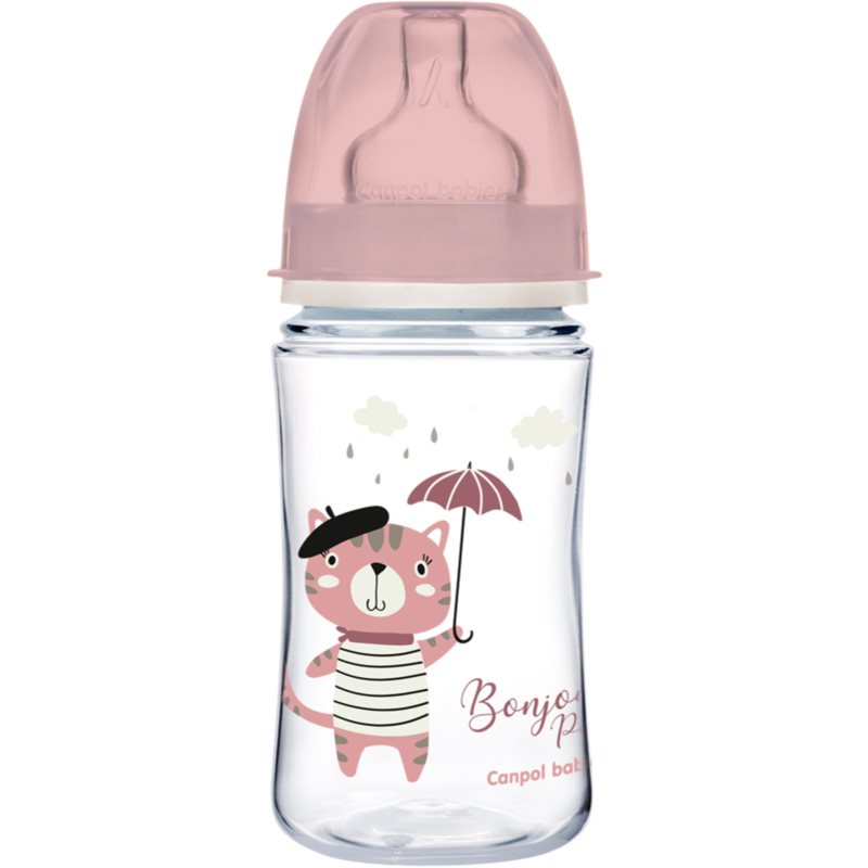 Canpol babies Bonjour Paris dojčenská fľaša 3m+ Pink 240 ml