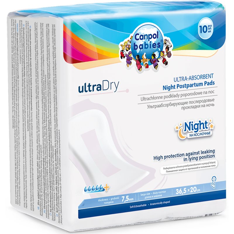 canpol babies Postpartum Pads Night Ultra Dry porodnické vložky 10 ks