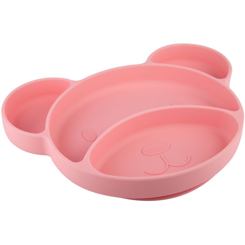 Canpol babies Suction plate Bear dělený talíř s přísavkou Pink 500 ml