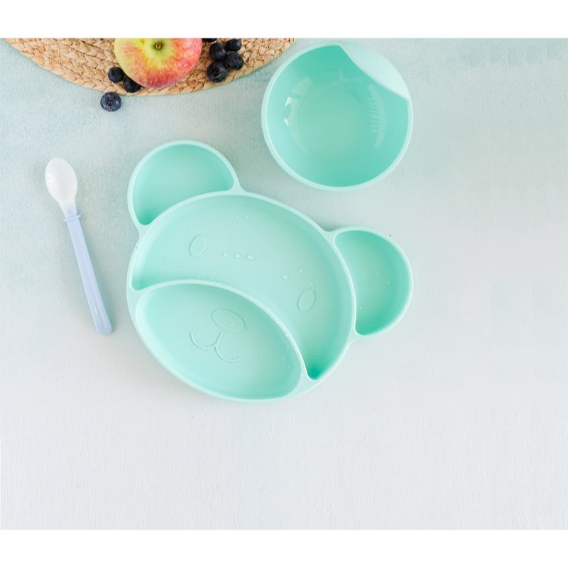 Canpol Babies Suction Plate Bear Divided Plate With Suction Cup Turquoise 500 Ml