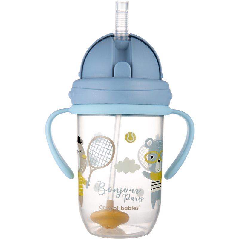 Canpol babies Bonjour Paris Cup Tasse mit Strohhalm Blue 270 ml