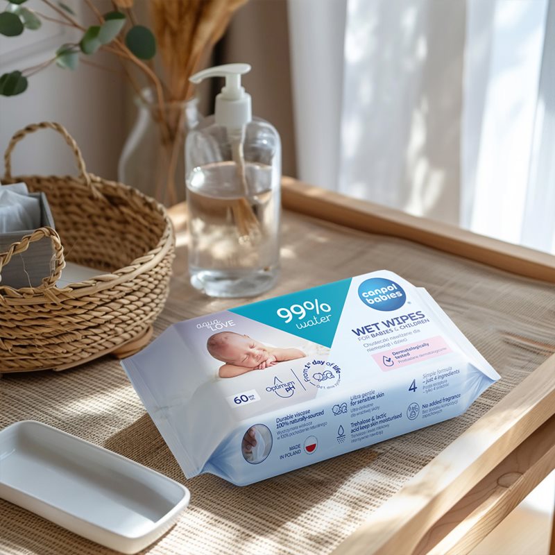 Canpol babies Wet Wipes 99% Water detské jemné vlhčené obrúsky 60 ks (obrázok 3)
