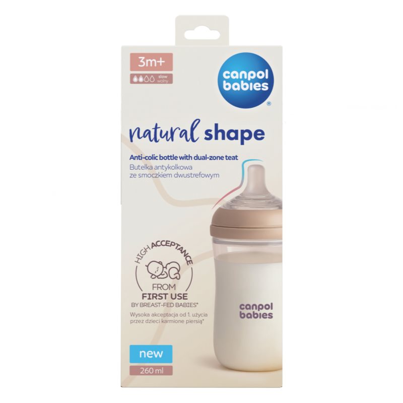 Canpol babies Natural Shape antikoliková fľaša 3m+ 260 ml