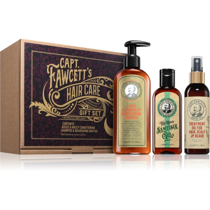 Captain Fawcett Booze & Baccy Shampoo & Hair Oil Gift Set Geschenkset für Herren