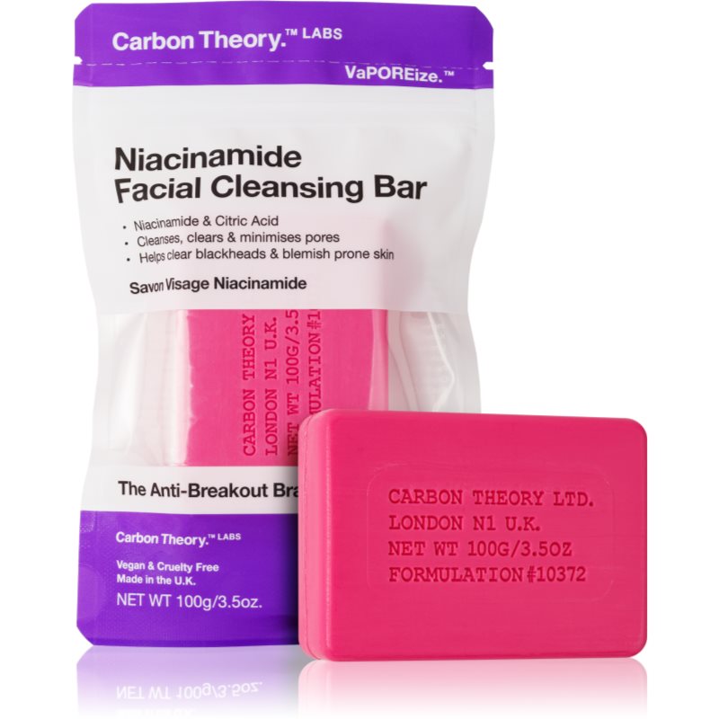 Carbon Theory Carbon Theory Facial Cleansing Bar Niacinamide καθαριστικό σαπούνι για το πρόσωπο Pink 100 γρ