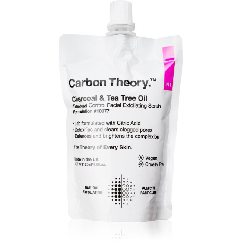 Carbon Theory Charcoal & Tea Tree Oil очищуючий пілінг для шкіри обличчя для проблемної шкіри 125 мл