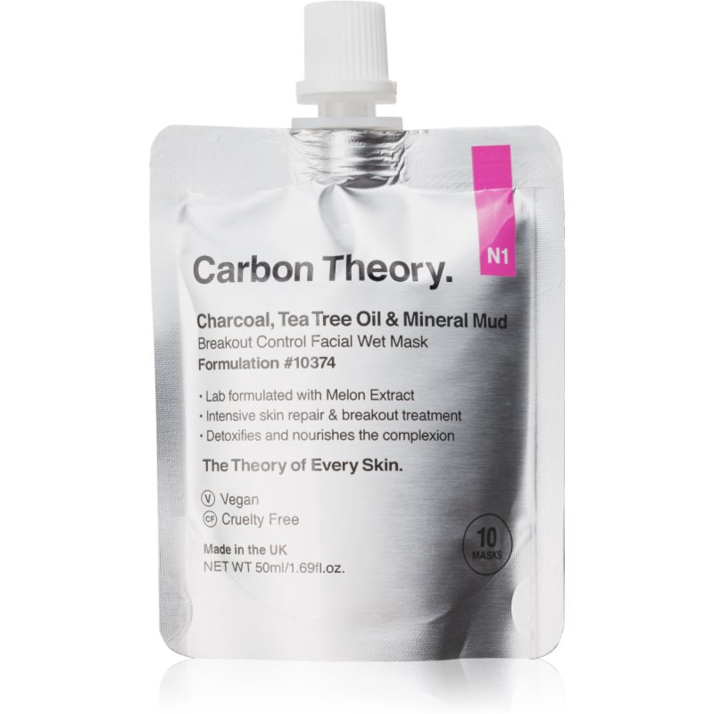 Carbon Theory Charcoal, Tea Tree Oil & Mineral Mud інтенсивна відновлююча маска для проблемної шкіри 50 мл