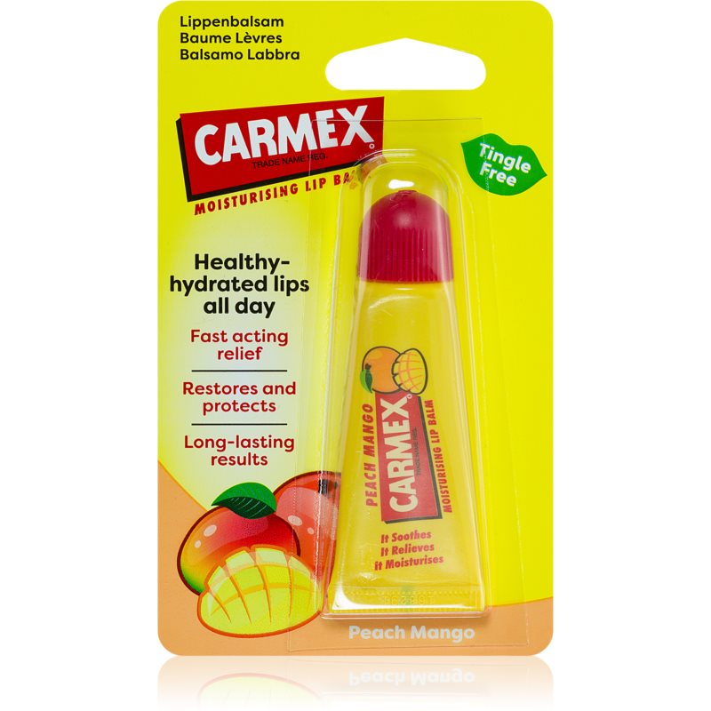 Carmex Peach Mango lip balm in a squeeze tube 10 g
