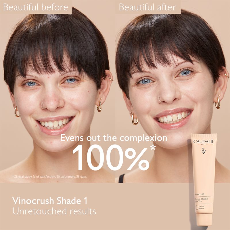 Caudalie Vinocrush Skin Tint CC Crème Pour Un Teint Unifié Pour Un Effet Naturel Teinte 1 30 Ml