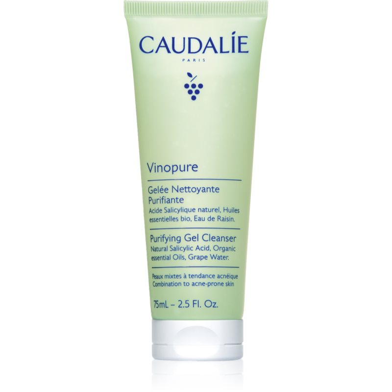 Caudalie Vinopure Purifying Gel Cleanser дълбоко почистващ гел за мазна и проблемна кожа 75 мл.