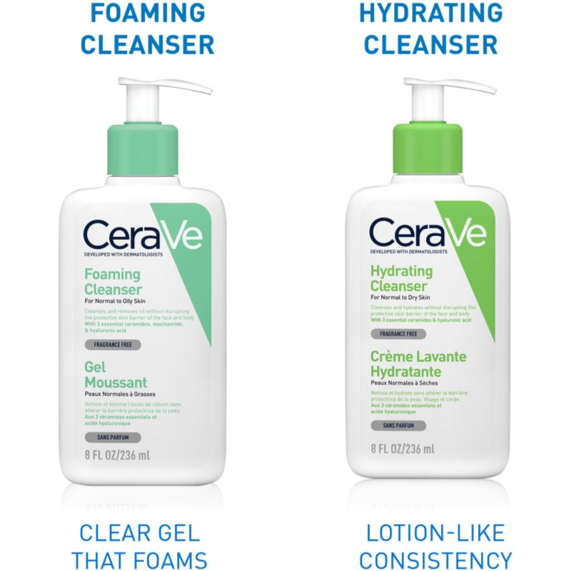 CeraVe Cleansers Gel Moussant Purifiant Pour Peaux Normales à Grasses 236 Ml