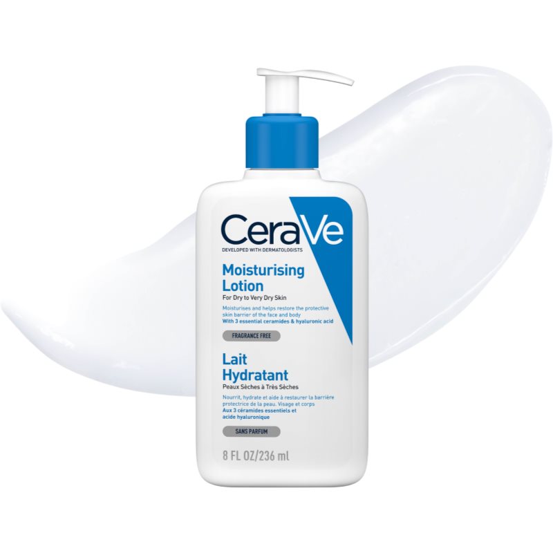 CeraVe Moisturizers Lotion hidratáló tej arcra és testre Száraz, nagyon száraz bőrre 236 ml termék 2. képe