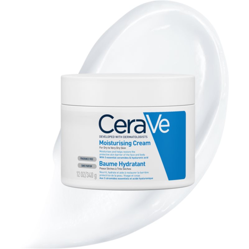 CeraVe Moisturizers feuchtigkeitspendende Creme für Gesicht und Körper für trockene und sehr trockene Haut 340 g