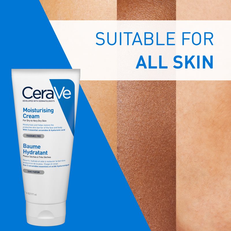 CeraVe Moisturizers Crème Hydratante Visage Et Corps Pour Peaux Sèches à Très Sèches 177 Ml
