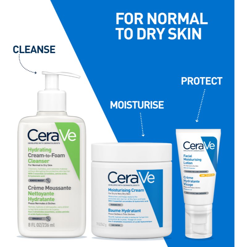 CeraVe Cleansers Cleansing Foaming Cream For Normal To Dry Skin 236 Ml