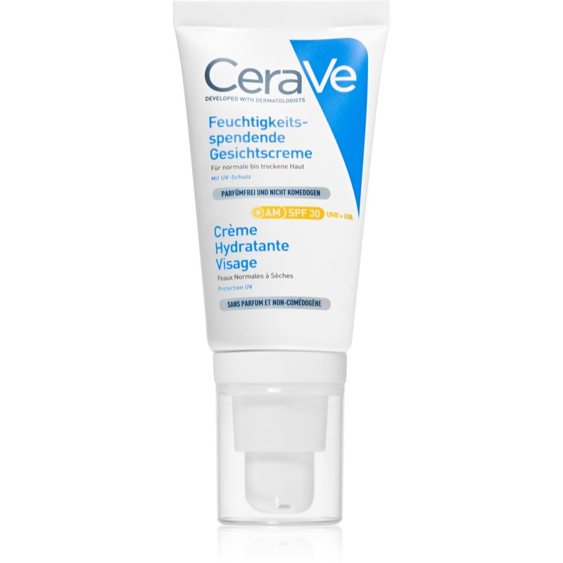 CeraVe Moisturizers зволожуючий крем для шкіри обличчя для нормальної та сухої шкіри SPF 30 52 мл